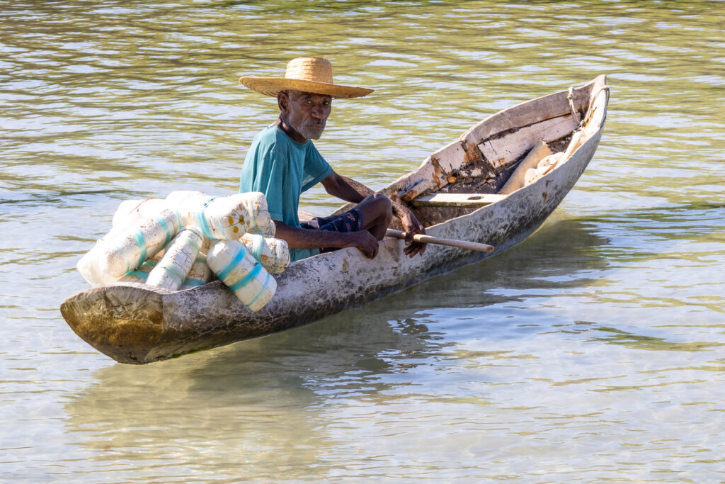 A Haitian fisher on the water in the Nippes Department in southern Haiti.