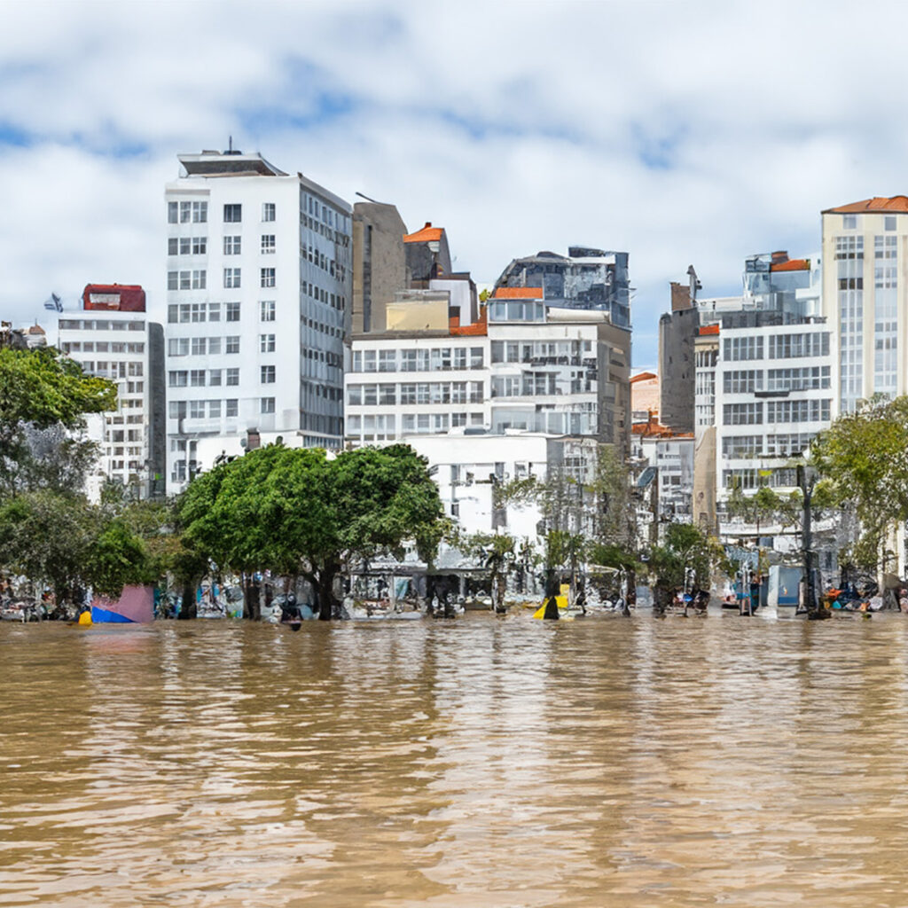 Downtown Porto Alegre flooded