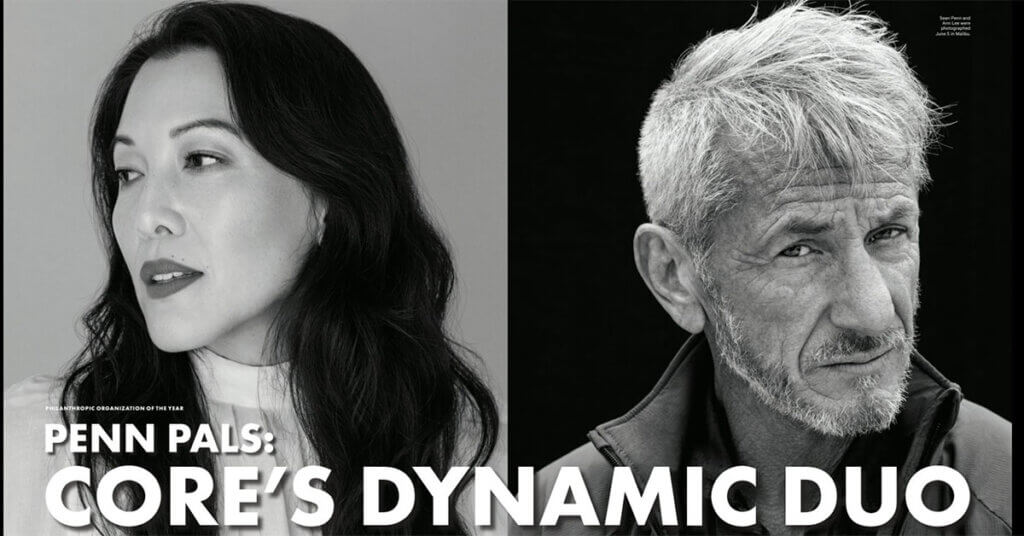 A cover photo of Ann Lee and Sean Penn for The Hollywood Reporter