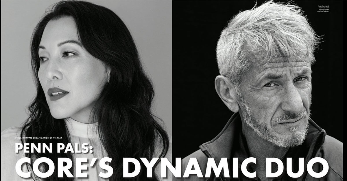 A cover photo of Ann Lee and Sean Penn for The Hollywood Reporter