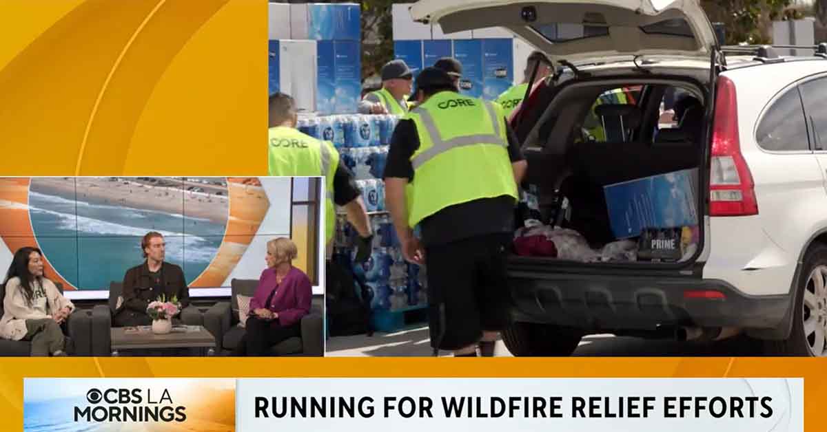 Thumbnail image of a news segment where three people sit on a couch to talk about LA Wildfire recovery.